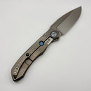 Pre-Owned Microtech ANAX Titanium Integral Hand Rubbed Satin M390 w/ Blue Titanium Pivot Collars & Carbon Fiber Inlay 190C-4CFITI