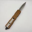 Pre-Owned Factory Blem Microtech Dirac Delta D/E Stonewash w/ Brown Handle 227-10BN