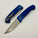 Pro-Tech Brend Auto Blue Aluminum Diamond Texture 'Handle & Stonewash MagnaCut WB1105-Blue