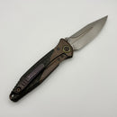Pre-Owned Discontinued Custom Anodized Bronze/Purple Microtech Knives Socom Bravo Mini Spear Point Hand Satin w/ Ti Pivot Collars & Carbon Fiber Scales 262M-4CFTI (In House Modified)