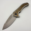 Pre-Owned Custom Knife Factory & Mikkel Willumsen Gozer Titanium Handles w/ Golden Crystal Ti Inlays & M398