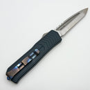 Medford Knife OTF Praetorian Blue Aluminum Handle w/ Flamed Accents & Tumbled Tanto S45
