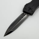 Marfione Custom Knives Combat Troodon DLC Diamondwash D/E Double Slum Grind w/ Hefted Black Aluminum Handle F Off