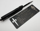 Marfione Custom Knives Combat Troodon DLC Stonewash D/E Double Slum Grind w/ Hefted Black Aluminum Handle F Off