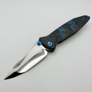 Marfione Custom Knives Socom Elite M/A Mirror Compound Grind w/ Slab Artic Blue Carbon Handle & Blue Accents