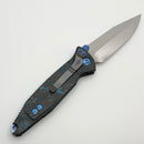 Marfione Custom Knives Socom Elite M/A Mirror Compound Grind w/ Slab Artic Blue Carbon Handle & Blue Accents