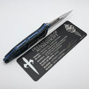 Marfione Custom Knives Socom Elite M/A Mirror Compound Grind w/ Slab Artic Blue Carbon Handle & Blue Accents