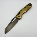 Pre-Owned Microtech Marfione Select MSI RAM LOK Stonewash Naval Brass Frag Titanium Handles w/ DLC Accents & DLC Stonewash M390MK 210-1DLCTFRMS3