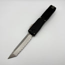 Pre-Owned Microtech Ultratech ZBP Tanto Stonewash Full Serrated w/ Black Handle 1123-12
