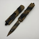 Microtech Dirac Delta Tan War Paint D/E Full Serrated Signature Series 227-3TAWPS