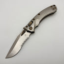 Microtech Amphibian Mini RAM LOK Stonewash Titanium Slab & Stonewash Serrated M390MK w/ Flamed Accents 137MRL-11MS4
