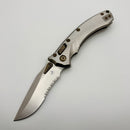 Microtech Amphibian Mini RAM LOK Stonewash Titanium Fluted & Stonewash Serrated M390MK w/ Flamed Accents 137MRL-11FLMS4