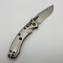 Microtech Amphibian Mini RAM LOK Stonewash Titanium Fluted & Stonewash Serrated M390MK w/ Flamed Accents 137MRL-11FLMS4