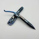 Marfione Custom Siphon Pen II Titanium Ice Blue Slab Side w/ Blue Stippled Cartridge Tube & Blue Accents