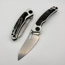 Maxace Black Mirror-S White G-10 Handle w/ Luminous Carbon Fiber Inlay 14C28N Blade MM52-2-D