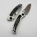 Maxace Black Mirror-S White G-10 Handle w/ Luminous Carbon Fiber Inlay 14C28N Blade MM52-2-D
