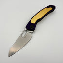 Maxace Black Mirror-S Purple G-10 Handle w/ Yellow Aluminum  Inlay 14C28N Blade MM52-2-C