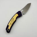 Maxace Black Mirror-S Purple G-10 Handle w/ Yellow Aluminum  Inlay 14C28N Blade MM52-2-C