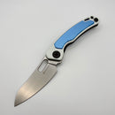 Maxace Black Mirror-S White G-10 Handle w/ Blue Aluminum Inlay 14C28N Blade MM52-2-A