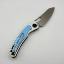 Maxace Black Mirror-S White G-10 Handle w/ Blue Aluminum Inlay 14C28N Blade MM52-2-A