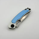Maxace Black Mirror-S White G-10 Handle w/ Blue Aluminum Inlay 14C28N Blade MM52-2-A
