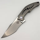 Mechforce Knives Tashi SOS Folder Stonewash M390 & Titanium Handles w/ Blue Accents & Timascus Clip (Consignment)