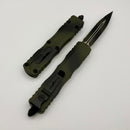 Microtech Dirac OD Green War Paint Camo D/E Full-Serrated Signature Series 225-3ODWPS