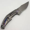 Mechforce Knives Tashi SOS Folder Stonewash M390 & Titanium Handles w/ Blue Accents & Timascus Clip (Consignment)