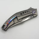 Mechforce Knives Tashi SOS Folder Stonewash M390 & Titanium Handles w/ Blue Accents & Timascus Clip (Consignment)