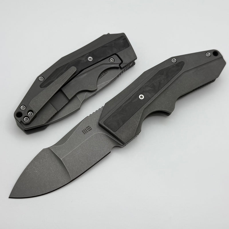 We Knife Coral SLT Flipper w/ Titanium Handle w/ Marble Carbon Inlays & CPM-20CV WE24044-2