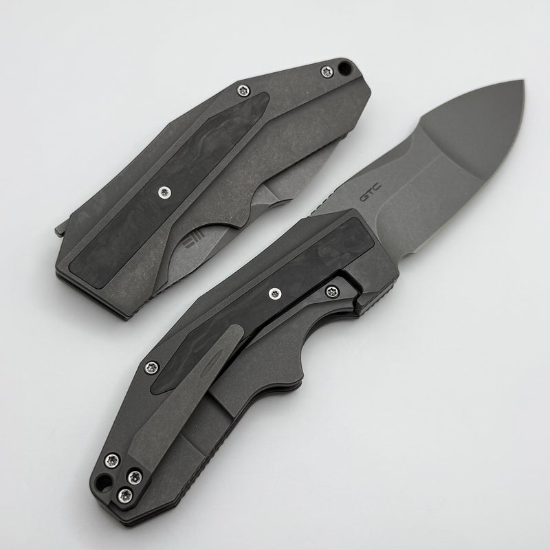 We Knife Coral SLT Flipper w/ Titanium Handle w/ Marble Carbon Inlays & CPM-20CV WE24044-2