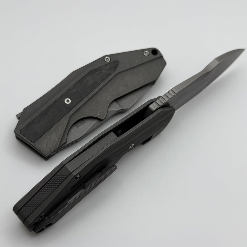 We Knife Coral SLT Flipper w/ Titanium Handle w/ Marble Carbon Inlays & CPM-20CV WE24044-2