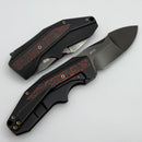 We Knife Coral SLT Flipper w/ Bronze/Black Titanium Handle w/ Lave Flow Fat Carbon Inlays & Polished Gray CPM-20CV WE24044-3