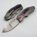 We Knife Coral SLT Flipper w/ Polished Bead Blasted Titanium Handle w/ Timascus Inlays & Polished Bead Blasted CPM-20CV WE24044-4