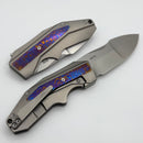 We Knife Coral SLT Flipper w/ Polished Bead Blasted Titanium Handle w/ Timascus Inlays & Polished Bead Blasted CPM-20CV WE24044-4