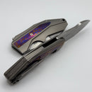 We Knife Coral SLT Flipper w/ Polished Bead Blasted Titanium Handle w/ Timascus Inlays & Polished Bead Blasted CPM-20CV WE24044-4