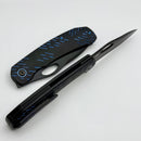 We Knife Inmate Black Titanium w/ Blue Raindrops Handles w/ Black Stonewash CPM-20CV WE23096B-2