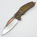 Marfione Custom Matrix R "The Last Crusade" One Off Blood Wash Crusader Cross Ti Handles w/ Mirror M390 & Hammered Copper Accents
