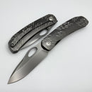 We Knife Inmate Polished Gray Titanium w/ Satin Raindrops Handles w/ Polished Gray CPM-20CV WE23096B-4