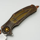 Marfione Custom Matrix R "The Last Crusade" One Off Blood Wash Crusader Cross Ti Handles w/ Mirror M390 & Hammered Copper Accents