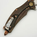 Marfione Custom Matrix R "The Last Crusade" One Off Blood Wash Crusader Cross Ti Handles w/ Mirror M390 & Hammered Copper Accents