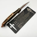 Marfione Custom Matrix R "The Last Crusade" One Off Blood Wash Crusader Cross Ti Handles w/ Mirror M390 & Hammered Copper Accents