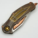 Marfione Custom Matrix R "The Last Crusade" One Off Blood Wash Crusader Cross Ti Handles w/ Mirror M390 & Hammered Copper Accents