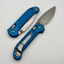 Microtech Knives LUDT Ram-Lok w/ Blue Frag Handle & Stonewash Drop Point 1135RL-10FRBL
