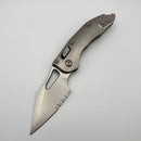 Marfione Select Manual M-Stitch RAM LOK Slab Side Titanium Handles w/ Purple Accents & Stonewash Part-Serrated M390MK 169MRL-11MS1