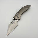 Marfione Select Manual M-Stitch RAM LOK Slab Side Titanium Handles w/ Blue Accents & Stonewash Part-Serrated M390MK 169MRL-11MS3