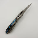 Marfione Select Manual M-Stitch RAM LOK Slab Side Titanium Handles w/ Blue Accents & Stonewash Part-Serrated M390MK 169MRL-11MS3