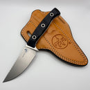 Microtech Akris w/ Black G-10 Handles & Stonewash M390MK w/ Natural Leather Sheath  95-10BK-4