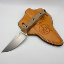 Microtech Akris w/ Dark Earth G-10 Handles & Stonewash M390MK w/ Natural Leather Sheath  95-10DE-4