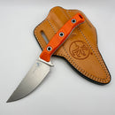 Microtech Akris w/ Ember G-10 Handles & Stonewash M390MK w/ Natural Leather Sheath  95-10DE-4
